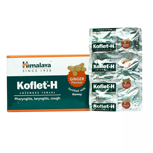 Himalaya Koflet-H Ginger 6X10tab / Хималая Кофлет-Х Леденцы со Вкусом Имбиря 6X фото 4