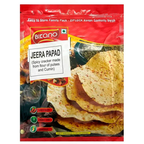 Bikano Jeera Papad / Папад Джира Лепешка Острая с Зирой 200 г фото 3