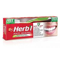 Dabur Herb'l Anti Ageing Toothpaste with Toothbrush/Дабур Зубная Паста Антивозрастная Натуральная + Зубная Щётка Ср. Жесткости