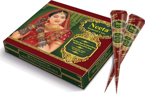 Neeta Хна для боди-арта (12 конусов в упаковке), коричневый цвет. Конусы Jumbo (30 г) фото 3