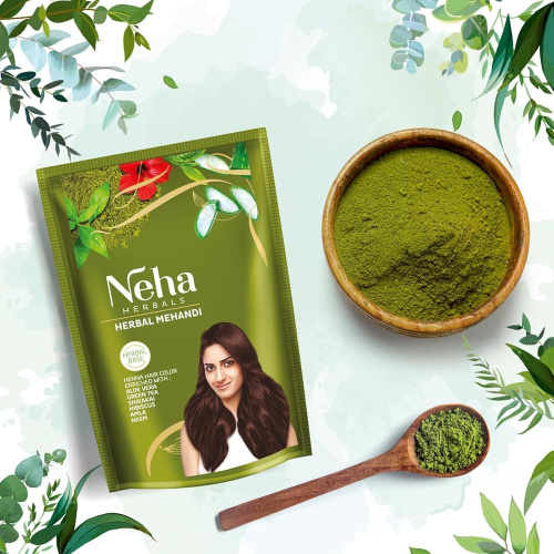 Neha Herbals Hair Mehandi 500g /Краска для Волос Темно-Каштановый