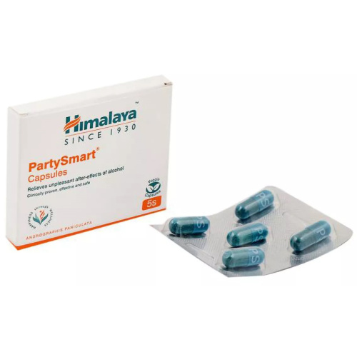 Himalaya Wellness Party Smart Capsules 5caps / Средство от Похмелья Пати Смарт 5капс фото 3