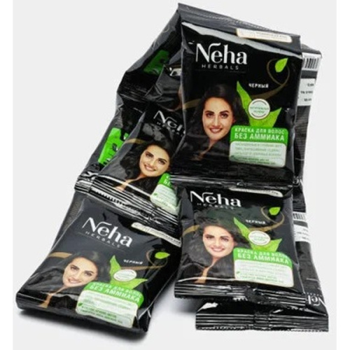 Neha Herbals Hair Colour Black/Краска для Волос Черный (20г*10 пакетик) фото 3