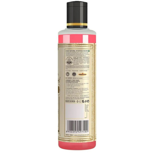 Khadi Natural Гель для душа с Медом и экстрактом Розы (без парабенов и СЛС) 210 мл фото 3