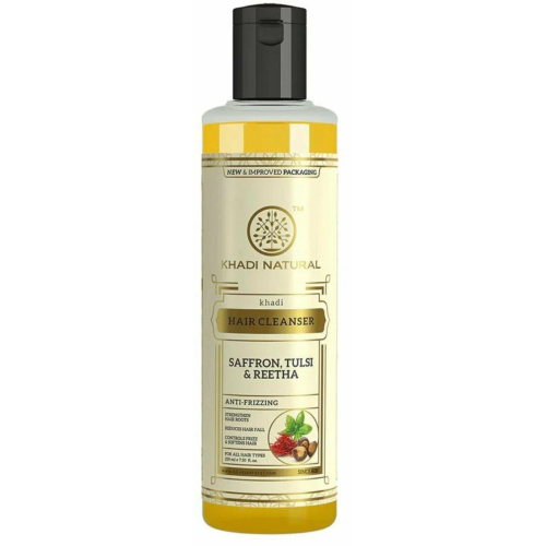 Khadi Natural Шампунь с Шафраном, Тулси и экстрактом Плодов Мыльного Дерева 210 мл