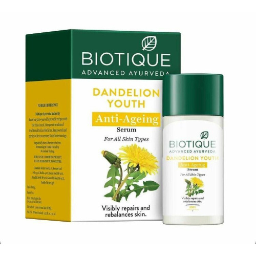 Biotique Dandelion Anti- Ageing Serum /Биотик Одуванчика Антивозрастная Сыворотка Для Лица фото 3