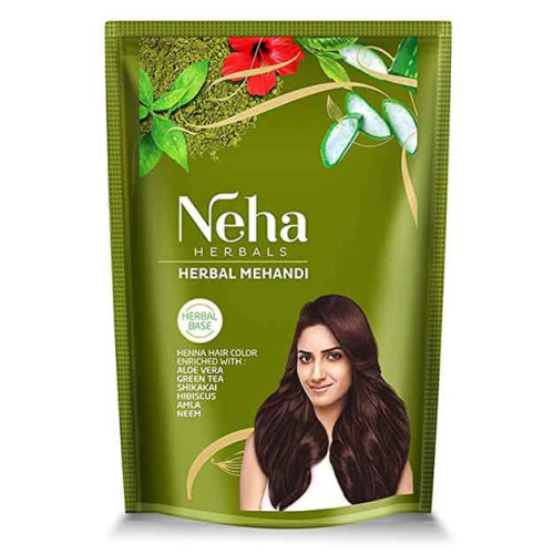 Neha Herbals Hair Mehandi 500g /Краска для Волос Темно-Каштановый фото 3