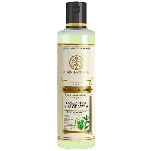 Khadi Natural Кондиционер для волос "Зеленый чай + Алоэвера" (без парабенов и СЛС) 210 мл