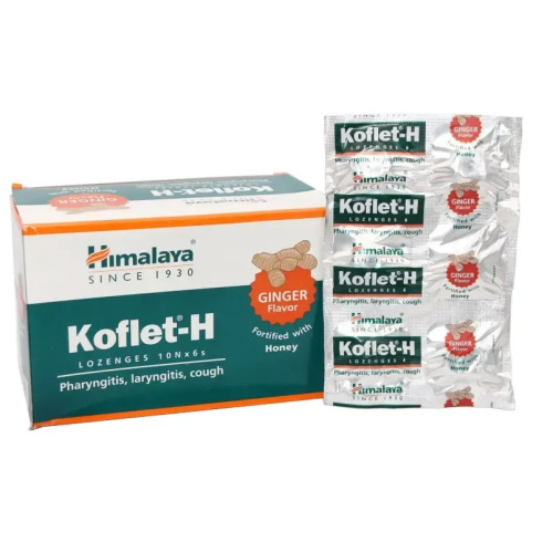 Himalaya Koflet-H Ginger 6X10tab / Хималая Кофлет-Х Леденцы со Вкусом Имбиря 6X фото 3