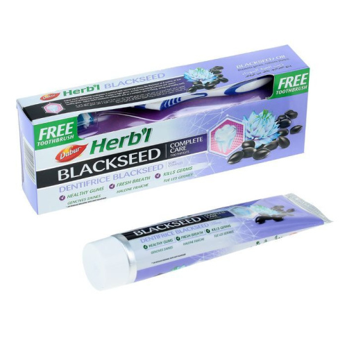Dabur Herb'l Black Seed Toothpaste with Toothbrush/Дабур Зубная Паста Комплексный Уход с Черным Тмином + Зубная Щётка Ср. Жесткости