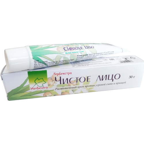 Oxford Herbextra Herbal Anti Acne Cream Chistoe Litso 30g / Крем Против Угревой Сыпи и Прыщей "Чистое Лицо" 30 г фото 4