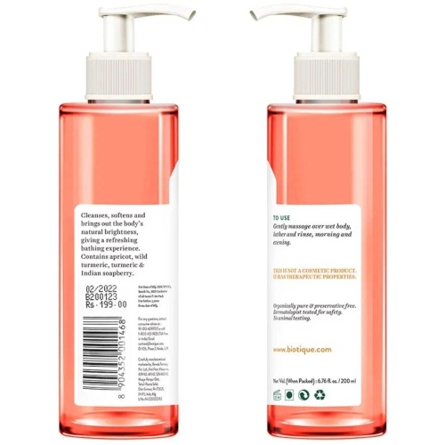 Biotique Apricot Refreshing Body Wash/Биотик Абрикововый Гель Для Душа