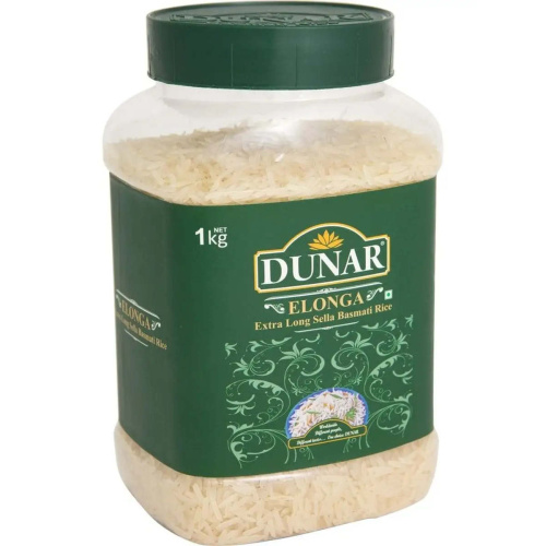 Dunar Elonga Sella Basmati Rice pot / Рис Басмати Элонга Селла банка 1 кг фото 3