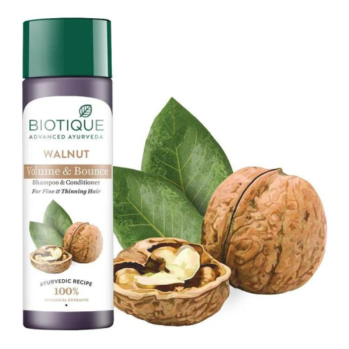 Biotique Walnut Volume & Bounce Shampoo & Conditioner / Биотик Шампунь И Кондиционер С Ореховым Маслом Для Придания Объема И Упругости 180 мл фото 3
