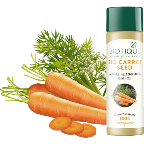 Biotique Carrot Seed Anti-Ageing After-Bath Body Oil/Биотик Морковное Омолаживающее Масло После Душа фото 2