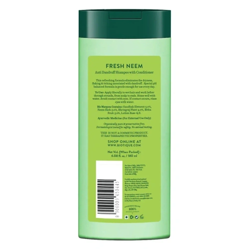 Biotique Fresh Neem Anti Dandruff Shampoo & Conditioner / Биотик Ним Шампунь И Кондиционер Против Перхоти 180 мл фото 3