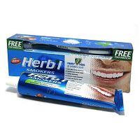 Dabur Herb'l Smokers Toothpaste with Toothbrush/Дабур Зубная Паста для Курящих Натуральная + Зубная Щётка Ср. Жесткости