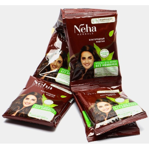 Neha Herbals Hair Colour Brown/Краска для Волос Коричневый (20г*10 пакетик) фото 3